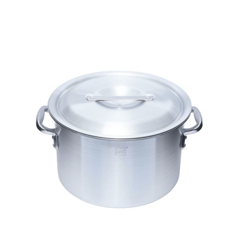 Thunder Group アルミ半寸胴鍋 IH対応 30cm 14L 目盛り付き 蓋付き