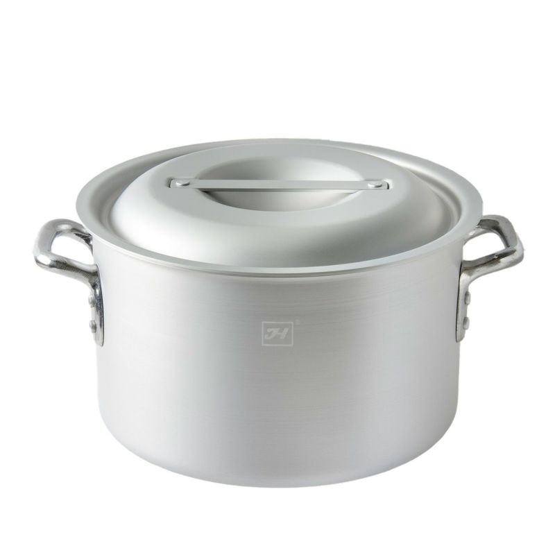 Thunder Group アルマイト加工アルミ半寸胴鍋 IH対応 38cm 27L 目盛り